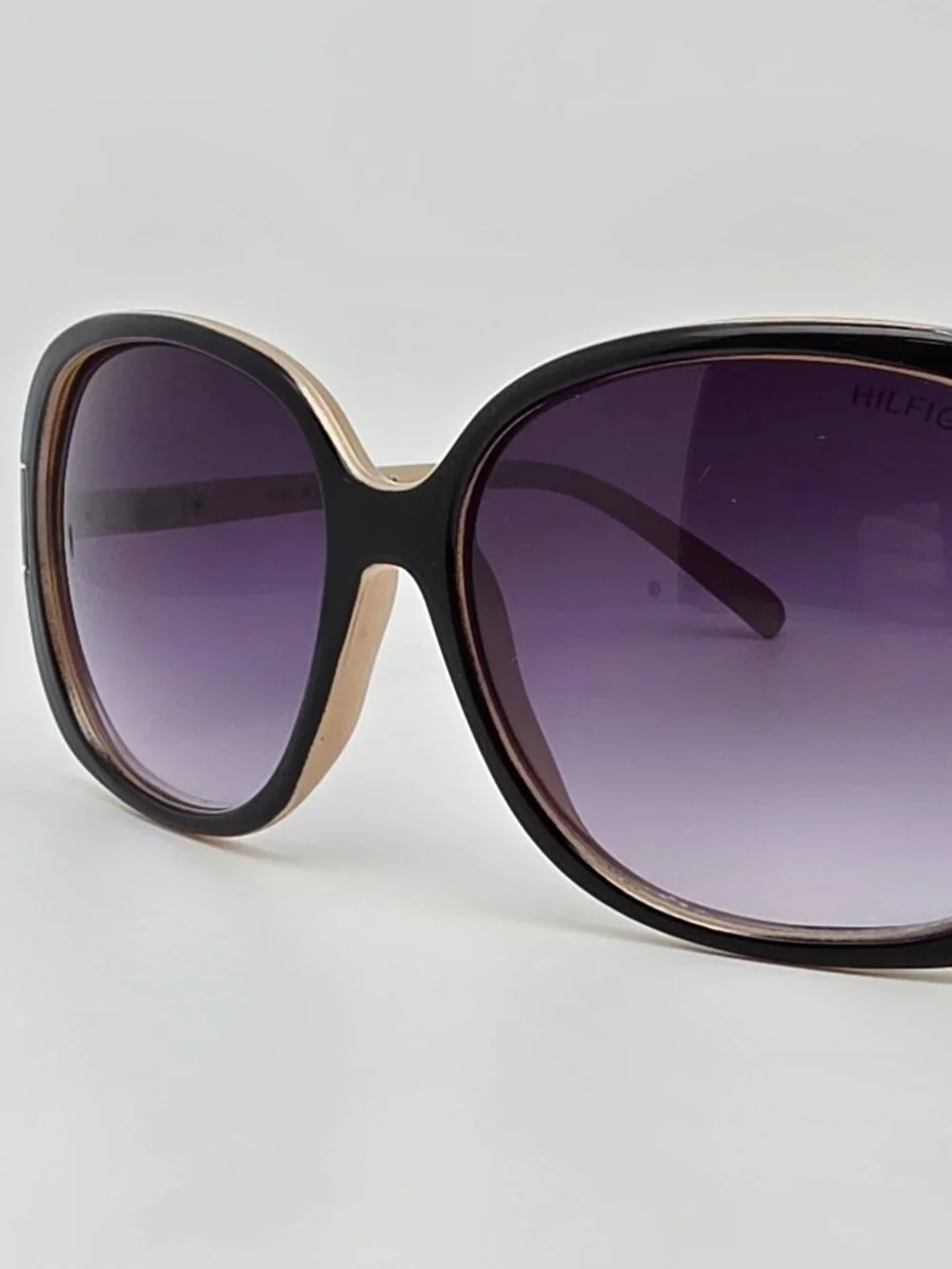 Tommy Hilfiger Janet WP OL90 Black on Metallic Sand Frame Grey Lens Sunglasses